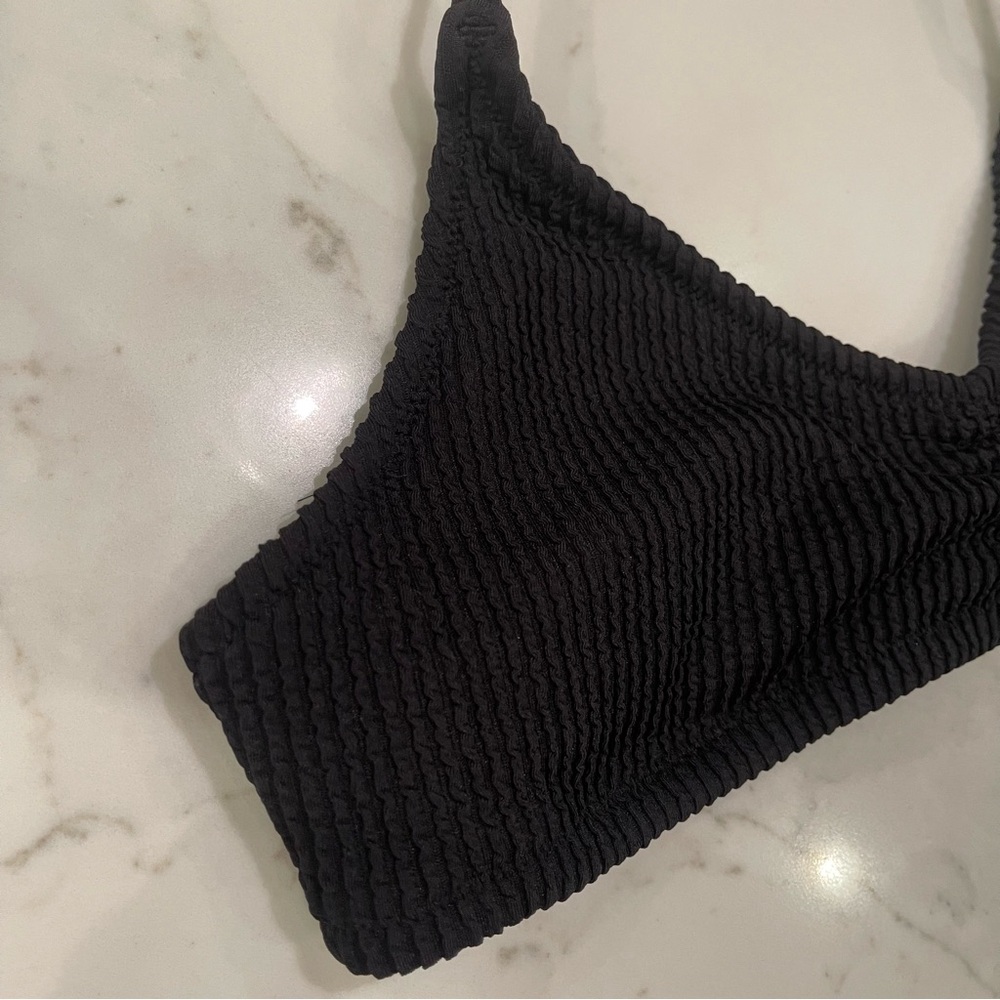 Aerie Black Ribbed Halter Bikini Top - Picture 6 of 11